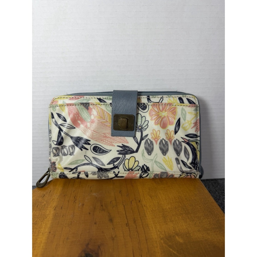 Sakroots Artisit Circle‎ Wallet Wristlet Multicolor Floral Bird Print-No Strap